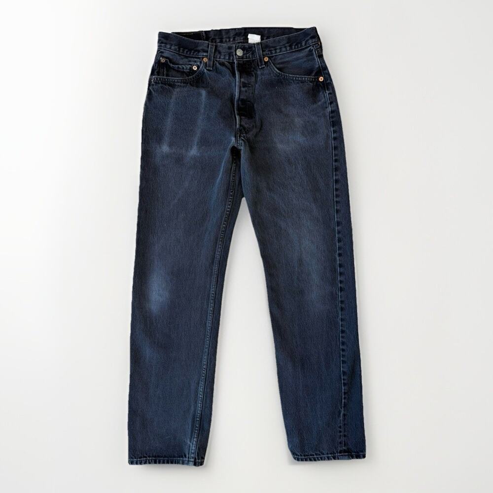 Vintage Levis 501 Jeans 30 Black 90s Straight Leg Denim Minimalist New York